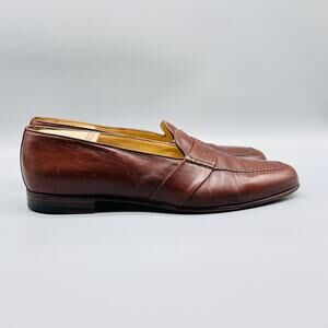 Moreschi Shoes Mens 12 Brown Leather Penny Loafers Slip On Classic Dress Italy